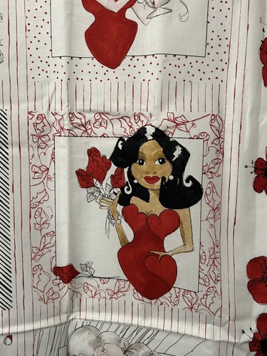 RARE Loralie Harris LADY IN RED Fabric PANELS 43"x46" & POPPY Material GLAM B29 - Picture 18 of 18
