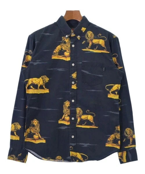 Chemise décontractée suprême noire x jaunâtre (motif total) S 2200473245030