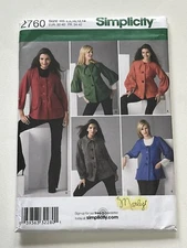 Jacket Size 6-14 Vtg Y2K Pattern 2760 Buttons Sleeve Variations Simplicity Uncut