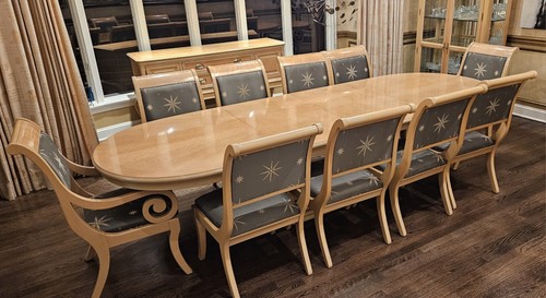 Bernhardt Conservatory Collection Birdseye Maple Dining Room Table, Chairs 17 Pc - Picture 20 of 24