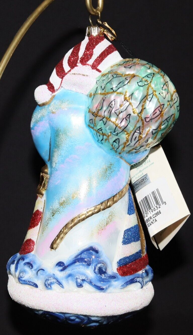 Reed & Barton Hand Blown Glass Seaside Santa Ornament C2956 NIB Old ...