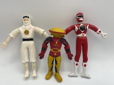Vintage Mighty Morphin Power Rangers  Bendable Bendy Figure Lot of 3 (F1)