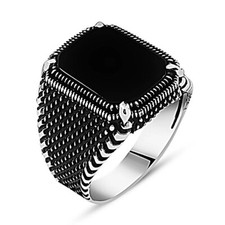Wedding Men silver ring Handmade Pure 925 SILVER men Ring Onyx stone wedding