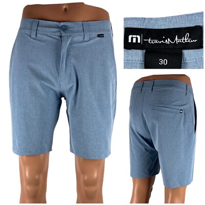 Travis Mathew Shorts Mens 30 Blue Golf Stretch Casual Flat Front Inseam 8  EUC