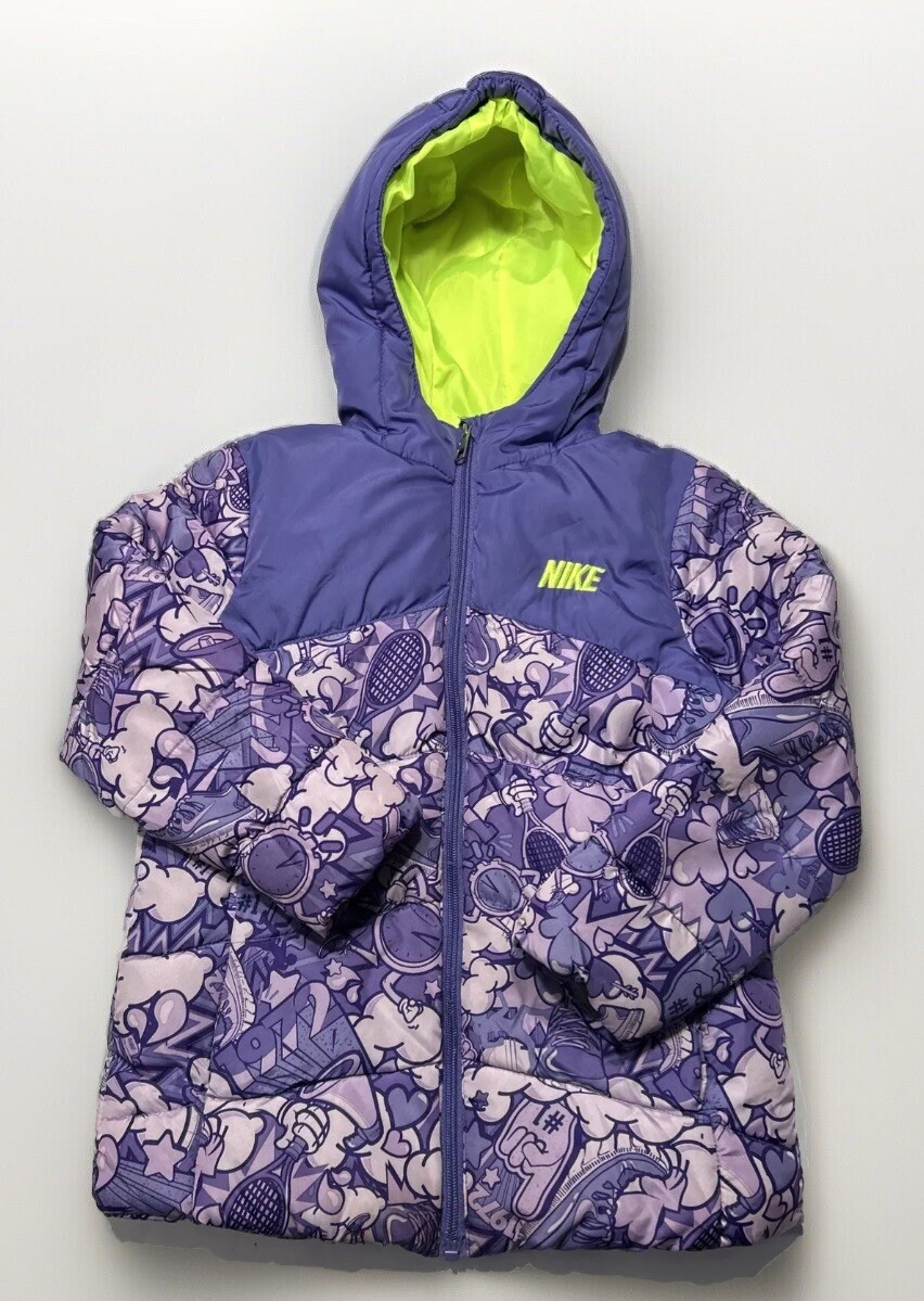 SACAI X NIKE Nike Ragazze Puffer Jacket Cappotto Grafico Full Zip Cappuccio Tennis Swoosh Scarpe Tg 6