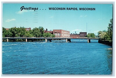 #ad #ad Wisconsin Rapids Wisconsin WI Postcard Greetings Showing Jackson Street Bridge $19.47