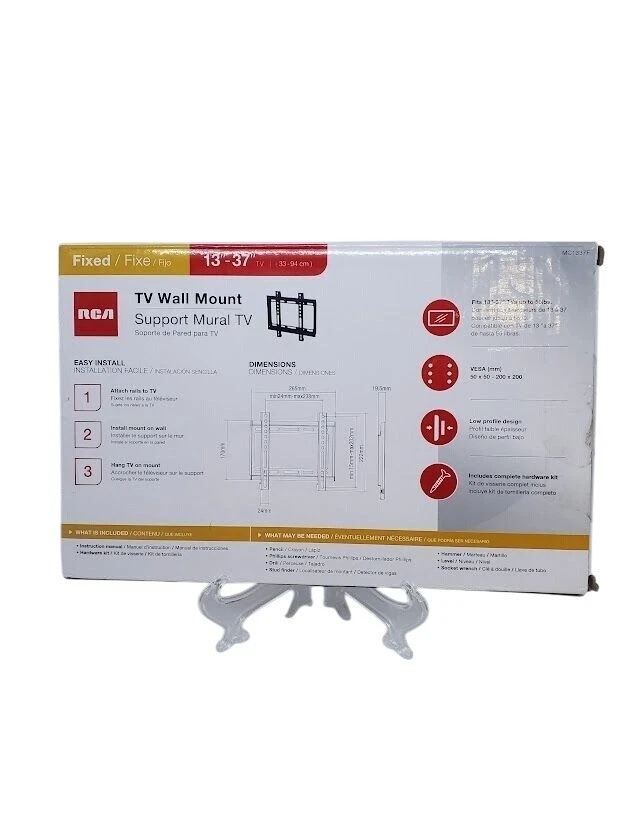 RCA TV Wall Mount Support For 13"-37" TV Fixed Low Profile Design Easy Install - Image 2 of 3