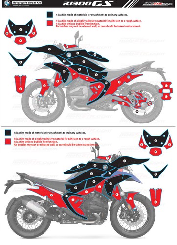 BMW R1300GS Tri M color motorcycle stickers decals graphics set - Picture 15 of 24