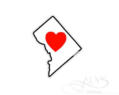 I Love District of Columbia Washington DC Map Stickers