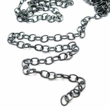 Oxidized Sterling Silver Chain- Black Chain-Strong Oval Cable Chain 4mm