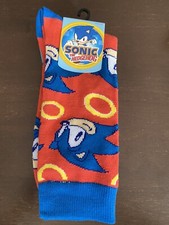 New Sega Sonic The Hedgehog Crew Socks Size 10-13 2 Pairs