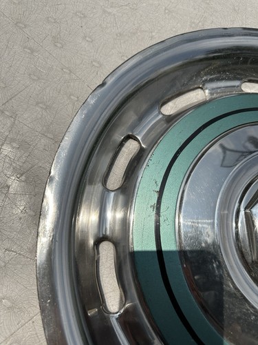 Vintage Rolls Royce Wheel Cover Hubcap Metallic Green & Black Stripe Circles - Picture 5 of 7
