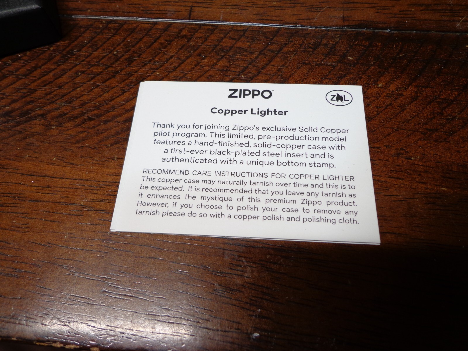 2022 SOLID COPPER ZIPPO LIGHTER MINT IN BOX