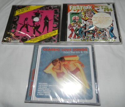 Lot of 3 Sealed CD's - music of the 1970's - Frat Rock, Super Hits, Love Songs