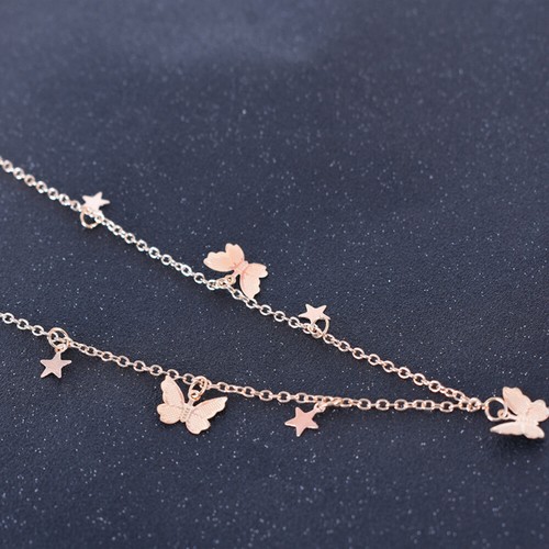 Sterne Schmetterling Anhänger Silber Kette Halsband Halskette Schlüsselbein Damen Mädchen Geschenk - Bild 4 von 16