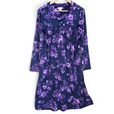 Aria Collection Nightgown Womens Large Purple Floral Fleece Long Sleeve Robe