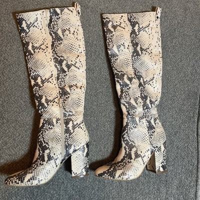 Steve Madden Boots Women 6M Snakeskin PU Leather Knee High Block Heel Shoes