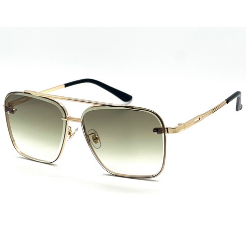 Goldene quadratische Sonnenbrille Farbverlauf Gläser randlos Damenmode Lentes neu - Bild 5 von 9