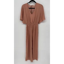 GRADE + GATHER LIGHTWEIGHT SATIN JUMPSUIT BLUSH PINK SMALL NWT -- FLAW