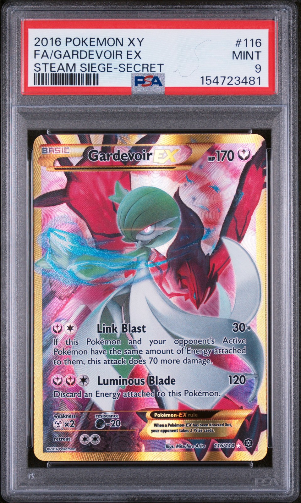 2016 POKEMON XY STEAM SIEGE SECRET #116 FULL ART/GARDEVOIR EX PSA 9
