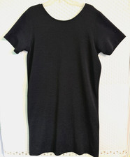 Vintage Nicole Summers Black Crepe Short Sleeve Dress - Stretch - Size L EUC