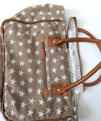 Myra Freedom of Stars Canvas Upcycled Bag 14x9 Tote Beach Satchel Purse