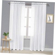Living Room Sheer Curtains 95 inch Length 2 52"W x 95"L Pack of 2 White