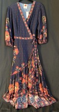 NWT Farm Rio Anthropologie Long Sleeve Floral Wrap Midi Dress -Size S Petite