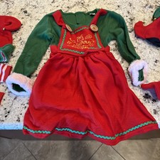 Kids Girls Christmas Accessories Elf Cosplay Fancy Costume Dress Suit Hat Small