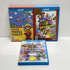 Super Mario Maker 3D World Smash Bros 3 Nintendo Wii U Game Lot