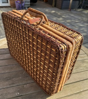 Großer Picknickkorb Korb & Set Weidengeflecht groß Kitsch Rechteck Koffer