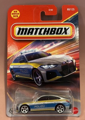 Matchbox BMW i4 Polizei Sedan Diecast Car Sealed on Card 2023 Release