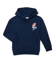 Super Mario Boy's Blue Long Sleeve Hoodie Kangaroo Pocket Size XL 14-16 NEW