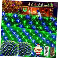  2-Pack 360 LEDs Christmas Net Lights 13ft x 6.6ft 13FT*6.6FT Blue / Green