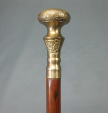 New Solid Antique Solid Brass Handle Wooden Walking Stick Cane Vintage Designer