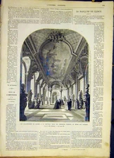 Original Old Antique Print Louvre Restorations Roman Emperors French 1868 19th