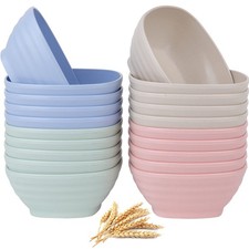 20 Pack Unbreakable Cereal Bowls, 20 Oz Wheat Straw Bowls, Reusable Soup Bowl...