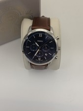 Fossil FS5792 Blue Dial Chronograph Men's Watch Leather Band 5ATM