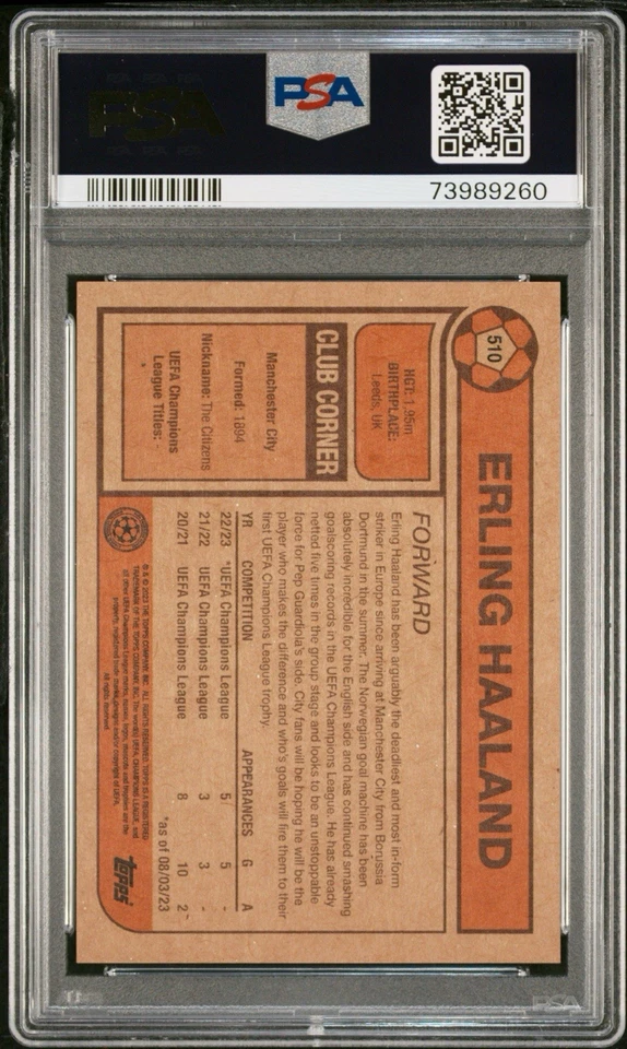 2023 Topps UCL Living Set - Erling Haaland #510 /8072 - PSA 10 - Image 2 of 3