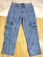 LIONESS The Stacey Jeans Denim Blue Size Large Cargo Preppy Wide Streetwear