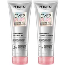 L'Oreal Paris Glossing Sulfate Free Shampoo and Conditioner Set with Glycolic