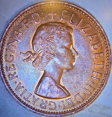 1966 England Bronze Penny Queen Elizabeth II BN Circulated Coin - Image 1 of 2