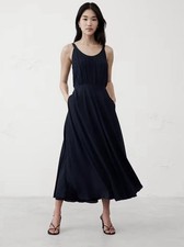 Banana Republic Navy Chiffon Midi Dress Size 6 NWOT RT$150
