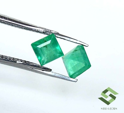 4.25x4.25 mm Natural Emerald Square Cut Pair 0.89 CTS Loose Certified Gemstones - Picture 5 of 8