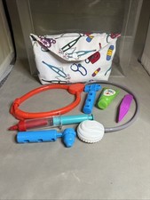 Toy Doctor Nurse Medical Kit 6 Piece Plus Handmade Custom Cloth Bag With Handle