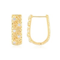 Cavill Silberohrringe Damen 10 Zirkone 0,50Ct Vergoldet Floral 20Mm
