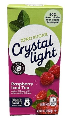 Crystal Light Zero Sugar Raspberry Iced Tea Drink Mix Pitcher Pack 1.6 oz
