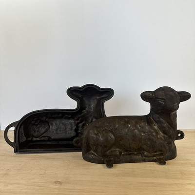 Vintage Griswold #866 Cast Iron Lamb Mold 10  - 2 Pieces 