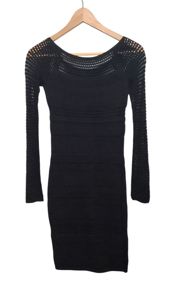 Sexy Vestido Bailey 44 XS Crochet Encaje Body Con Pequeño Negro Minimalista Elastizado Foto 4 de 4