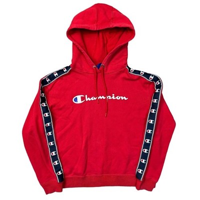 Champion Hoodie Regular Tape Logo Y2K 00s rot Sweatshirt Damen Small